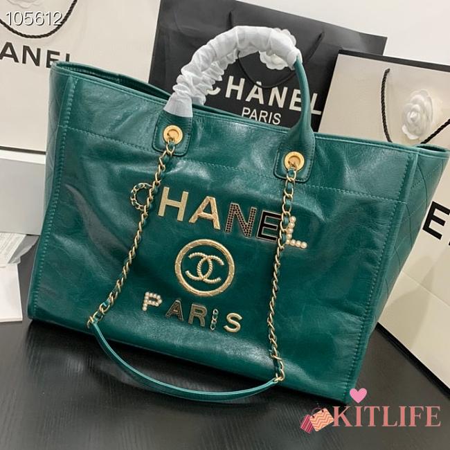 Kitlife Chanel Shopping Calfskin Green Bag - 66941#- 40X31X21CM - 1