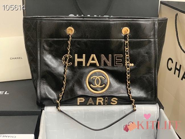 Kitlife Chanel Shopping Calfskin Black Bag - 66941# - 2 sizes - 1
