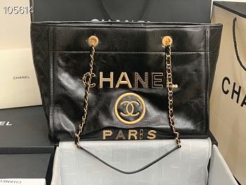 Kitlife Chanel Shopping Calfskin Black Bag - 66941# - 2 sizes