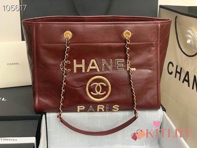 Kitlife Chanel Shopping Calfskin Red Bag - 66941# - 2 sizes USD 420.00  - 1