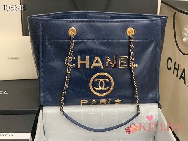 Kitlife Chanel Shopping Calfskin Blue Bag - 66941# - 2 sizes USD 420.00  - 1