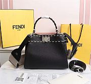 Kitlife Fendi Peekaboo Mini Black Full Grain Leather Bag - 8BN244 - 23x11x18cm - 1