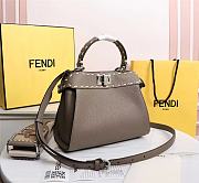 Kitlife Fendi Peekaboo Mini Gray Full Grain Leather Bag - 8BN244 - 23x11x18cm - 5