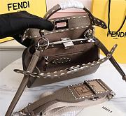 Kitlife Fendi Peekaboo Mini Gray Full Grain Leather Bag - 8BN244 - 23x11x18cm - 6