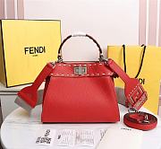 Kitlife Fendi Peekaboo Mini Red Full Grain Leather Bag - 8BN244 - 23x11x18cm - 1