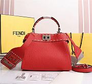 Kitlife Fendi Peekaboo Mini Red Full Grain Leather Bag - 8BN244 - 23x11x18cm - 5