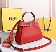 Kitlife Fendi Peekaboo Mini Red Full Grain Leather Bag - 8BN244 - 23x11x18cm - 4