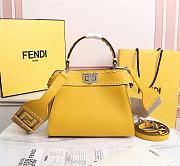 Kitlife Fendi Peekaboo Mini Yellow Full Grain Leather Bag - 8BN244 - 23x11x18cm - 1