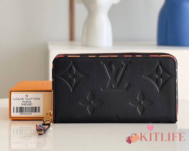 Kitlife Louis Vuitton Zippy Wallet Monogram Empreinte Leather Black - M80685 - 19.5 x 10.5 x 2.5 - 1