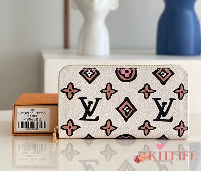 Kitlife Louis Vuitton Zippy Wallet White Leopard Print - M80755 - 19.5 x 10.5 x 2.5 - 1