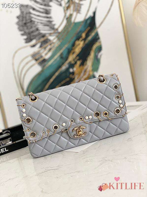 Kitlife Chanel Flap Bag Gray - 25.5cm - 1