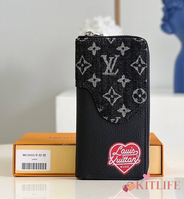 Kitlife Louis Vuitton Zippy Wallet Black Denim– M63095 - 20×10cm - 1