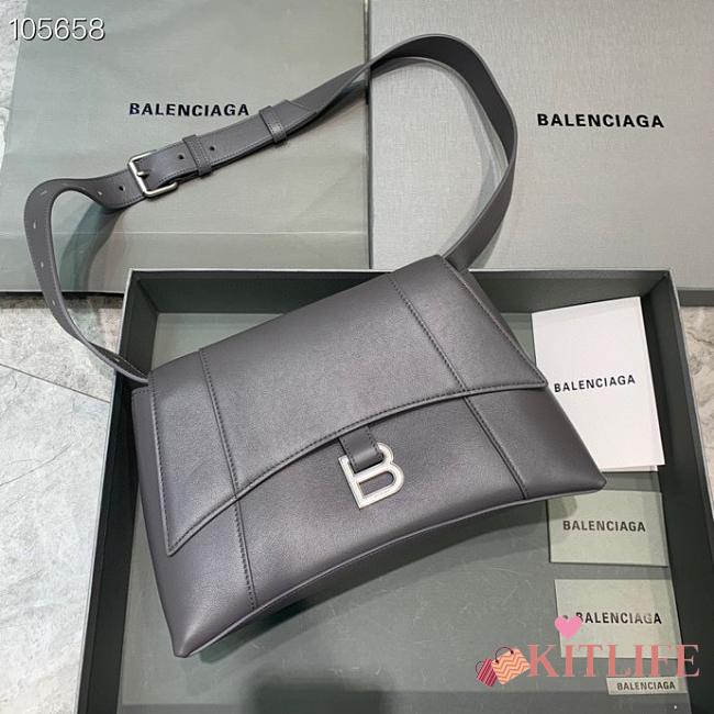 Kitlife Balenciaga Downtown Shoulder Bag Gray In Silver Hardware - 29X10X18cm - 1