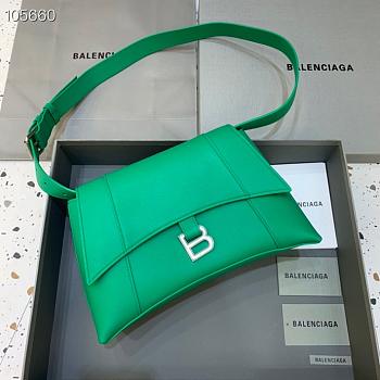 Kitlife Balenciaga Downtown Shoulder Bag Green In Silver Hardware - 29X10X18cm