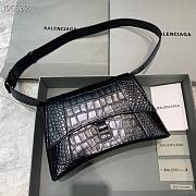 Kitlife Balenciaga Downtown Shoulder Crocodile Bag Black Matte Hardware - 29X10X18cm - 1