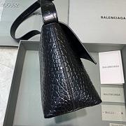 Kitlife Balenciaga Downtown Shoulder Crocodile Bag Black Matte Hardware - 29X10X18cm - 6