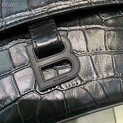 Kitlife Balenciaga Downtown Shoulder Crocodile Bag Black Matte Hardware - 29X10X18cm - 2