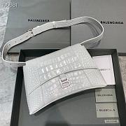 Kitlife Balenciaga Downtown Shoulder Crocodile Bag White Silver Hardware - 29X10X18cm - 1