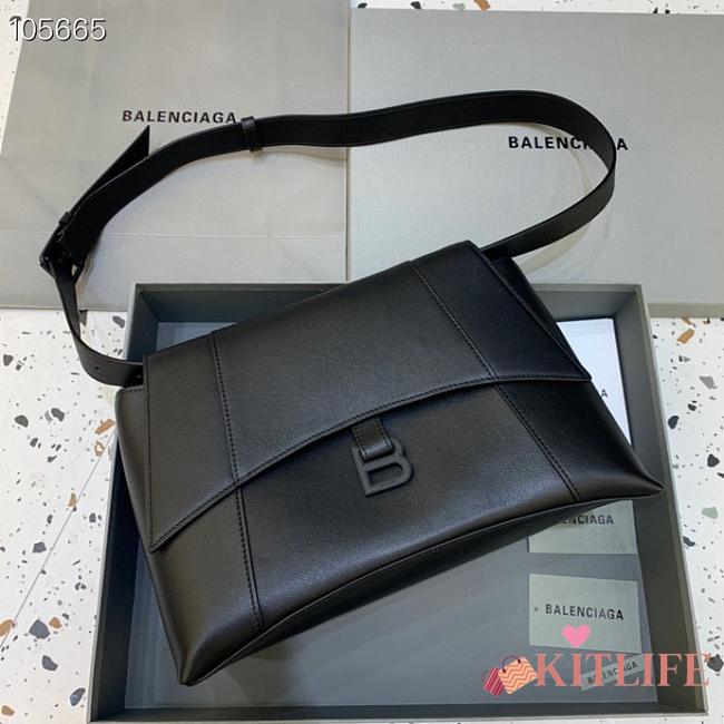 Kitlife Balenciaga Downtown Shoulder Black Bag Matte Hardware - 32x16x21cm - 1
