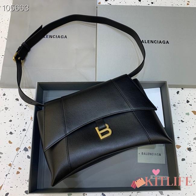Kitlife Balenciaga Downtown Shoulder Black Bag Gold Hardware - 32x16x21cm - 1