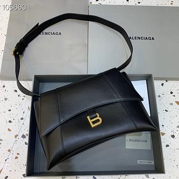 Kitlife Balenciaga Downtown Shoulder Black Bag Gold Hardware - 32x16x21cm