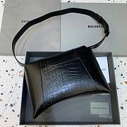 Kitlife Balenciaga Downtown Shoulder Crocodile Black Bag Matte Hardware - 32x16x21cm - 6