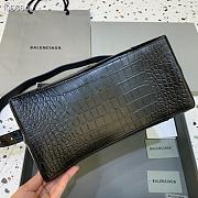 Kitlife Balenciaga Downtown Shoulder Crocodile Black Bag Matte Hardware - 32x16x21cm - 3