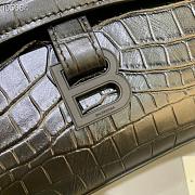 Kitlife Balenciaga Downtown Shoulder Crocodile Black Bag Matte Hardware - 32x16x21cm - 2