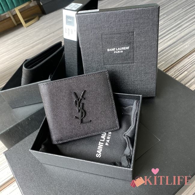 Kitlife YSL Saint Laurent MONOGRAM WALLET IN GRAIN EMBOSSED LEATHER -11x9.5×2.5cm - 1