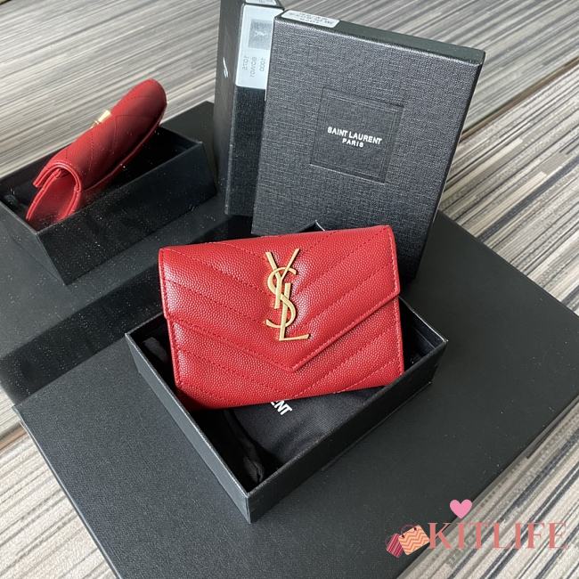 Kitlife YSL Saint Laurent Monogram Envelope Wallet Red - A026K - 13.5x9.5x3cm - 1