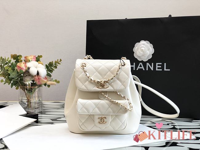 Kitlife Chanel Backpack White - AS2908 - 18×18×12cm - 1