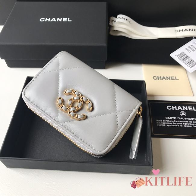 Kitlife Chanel Zipped Coin Purse In Grey - 7.5×2×11.cm - 1