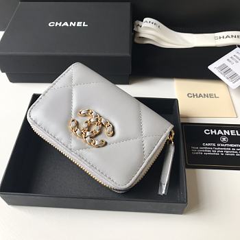 Kitlife Chanel Zipped Coin Purse In Grey - 7.5×2×11.cm