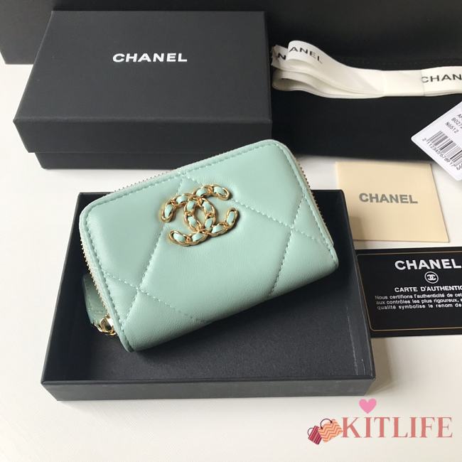 Kitlife Chanel Zipped Coin Purse In Mint - 7.5×2×11.cm - 1