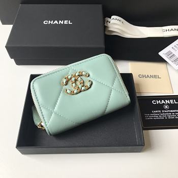 Kitlife Chanel Zipped Coin Purse In Mint - 7.5×2×11.cm