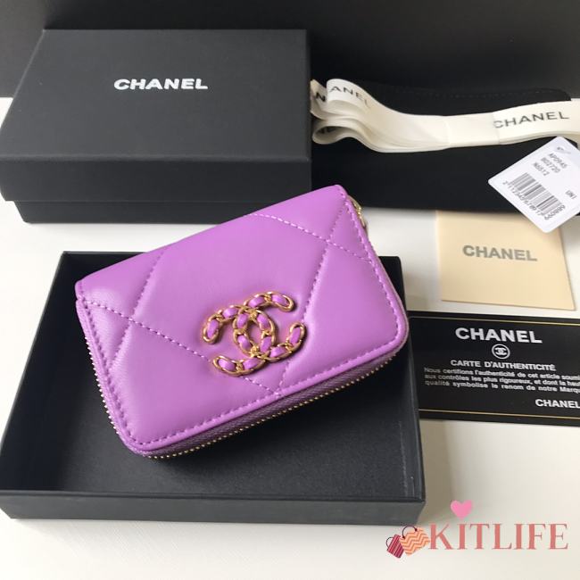 Kitlife Chanel Zipped Coin Purse In Purple - 7.5×2×11.cm  - 1