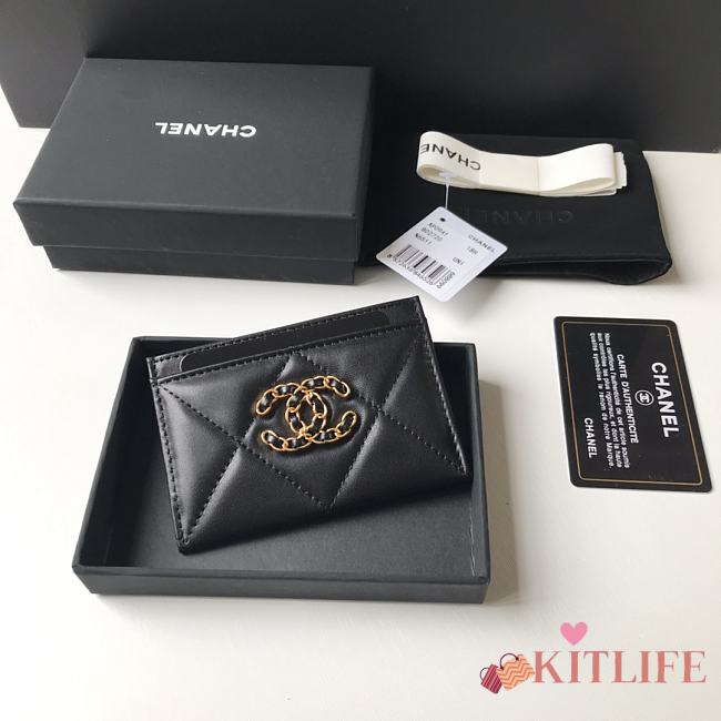 Kitlife chanel Card Holder Gold CC Buckle Black - 11x7.5cm - 1