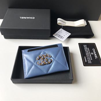 Kitlife chanel Card Holder Gold CC Buckle Blue - 11x7.5cm