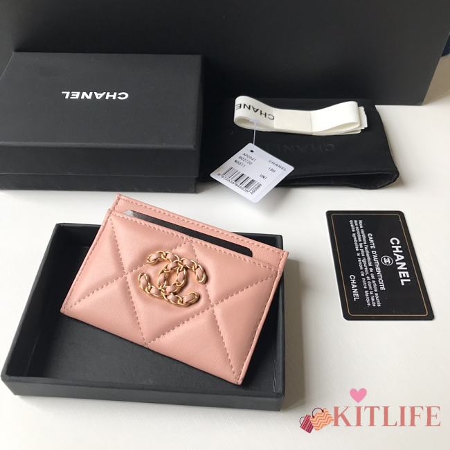 Kitlife chanel Card Holder Gold CC Buckle Pink - 11x7.5cm - 1