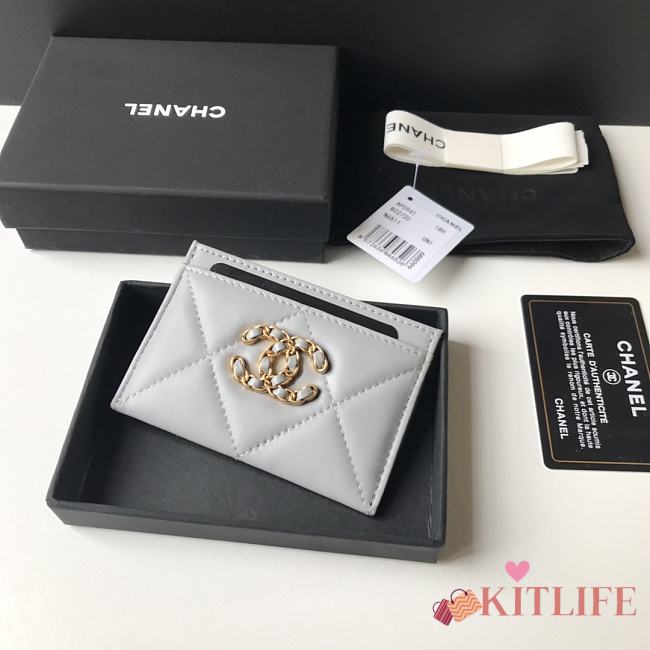 Kitlife chanel Card Holder Gold CC Buckle Grey - 11x7.5cm - 1