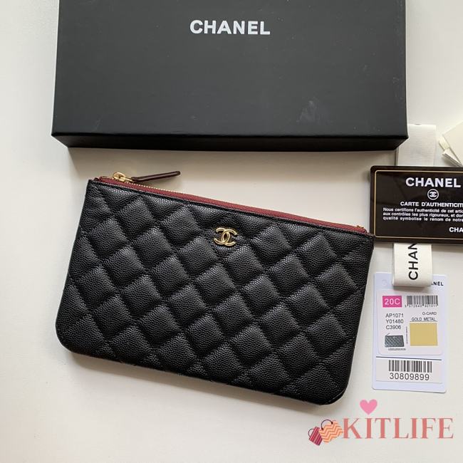 Kitlife Chanel Classic Pouch In Caviar Leather Black - 20x12.2x1cm - 1