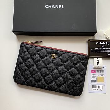 Kitlife Chanel Classic Pouch In Caviar Leather Black - 20x12.2x1cm