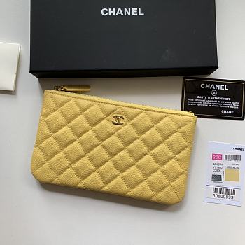 Kitlife Chanel Classic Pouch In Caviar Leather Yellow - 20x12.2x1cm