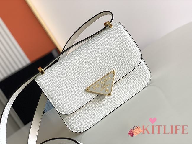 Kitlife Prada Saffiano leather shoulder bag white - 22x16x6cm - 1