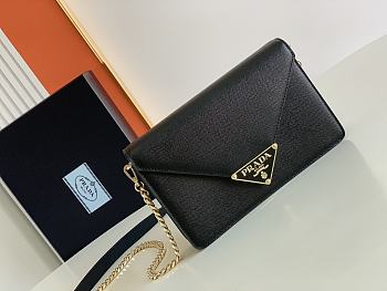 Kitlife Prada triangle logo-plaque crossbody bag black - 21.5x14x4cm