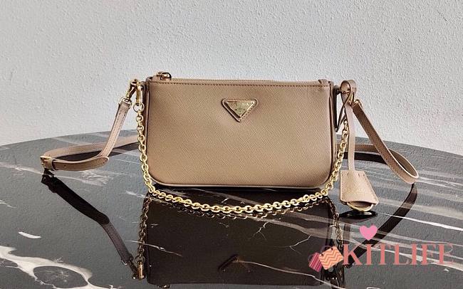 Kitlife Prada Leather Re-Edition 2000 shoulder bag in beige - 20x11.5x5 - 1