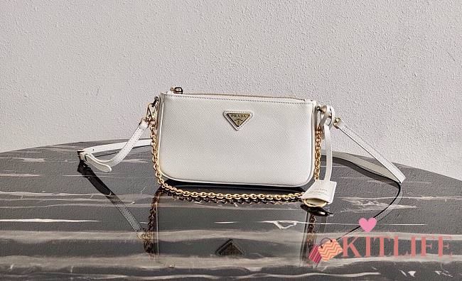 Kitlife Prada Leather Re-Edition 2000 shoulder bag in white - 20x11.5x5 - 1