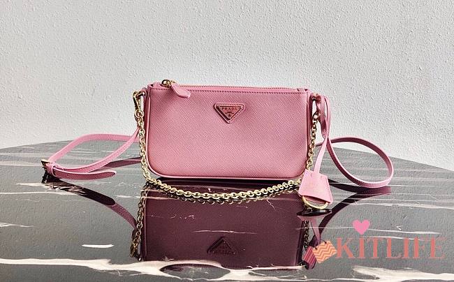 Kitlife Prada Leather Re-Edition 2000 shoulder bag in pink - 20x11.5x5 - 1