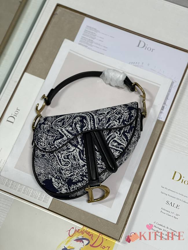 Kitlife Dior Saddle Blue Toile de Jouy Reverse Jacquard - 19cm - 1