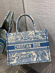 Kitlife Small Dior Book Tote Cornflower Blue Toile de Jouy Embroidery - 36*18*28cm - 1